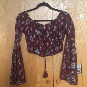 off the shoulder woven crop top